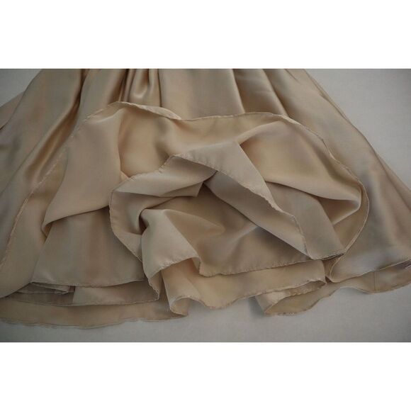 Rae Francis Women's Sz 2 (XS) Taupe Satin Braided Back Reese Mini Dress $198+ - Picture 5 of 9